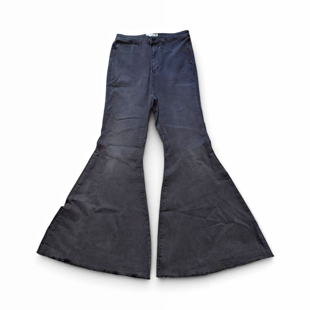 Free People Bell Bottom Jeans Women's 31 Gray High Rise Bohemian 70s Flare Denim